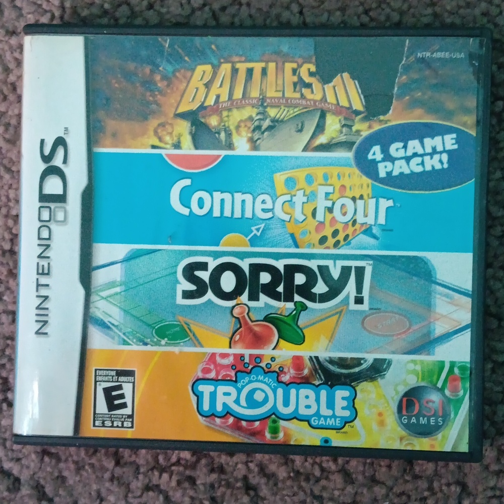 Nintendo DS Game Collection - Battleship, Connect Four, Sorry!, Trouble